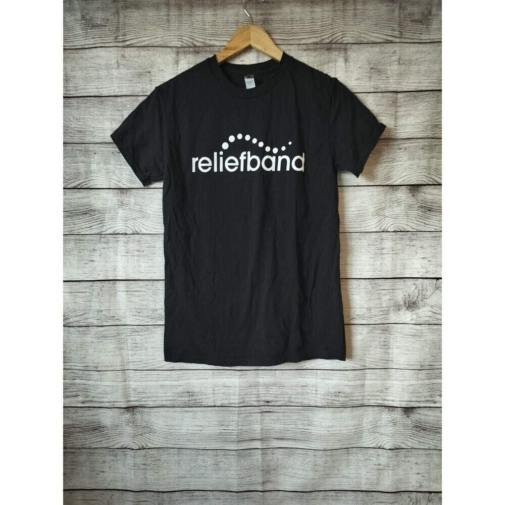 Reliefband Small Black Unisex Brand Logo T Shirt